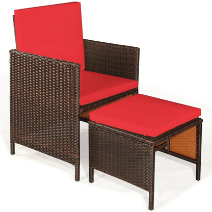 9PCS Patio Rattan Dining Cushioned Chairs Set, Red Patio Dining Sets at Gallery Canada