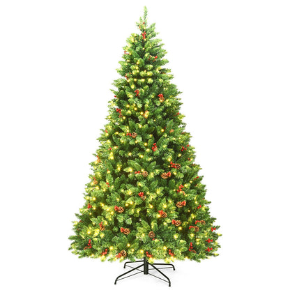 7.5 Feet Pre-lit Hinged Christmas Tree with 550 LED Lights and Sturdy Metal Stand, Green Christmas Tree Green at Gallery Canada