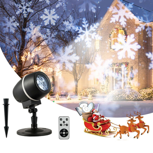 Outdoor Waterproof Christmas Snowflake LED Projector Lights with Remote Control, Black - Gallery Canada