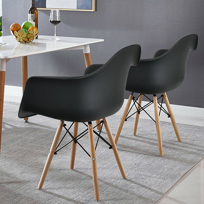 Set of 2 Mid-Century Modern Molded Dining Arm Side Chairs, Black at Gallery Canada