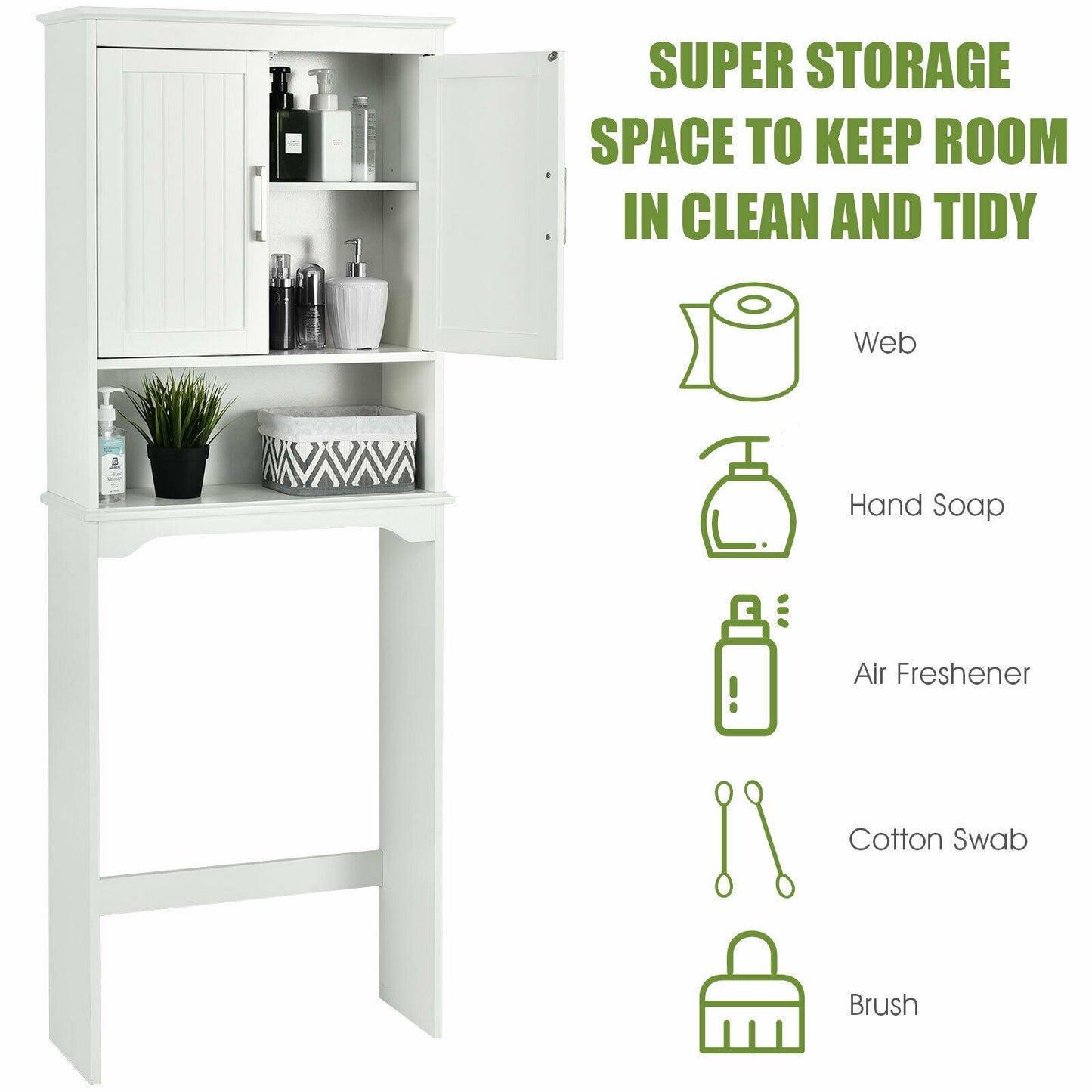 Over Toilet Space Saver, Storage Cabinet, White Bathroom Etagere at Gallery Canada