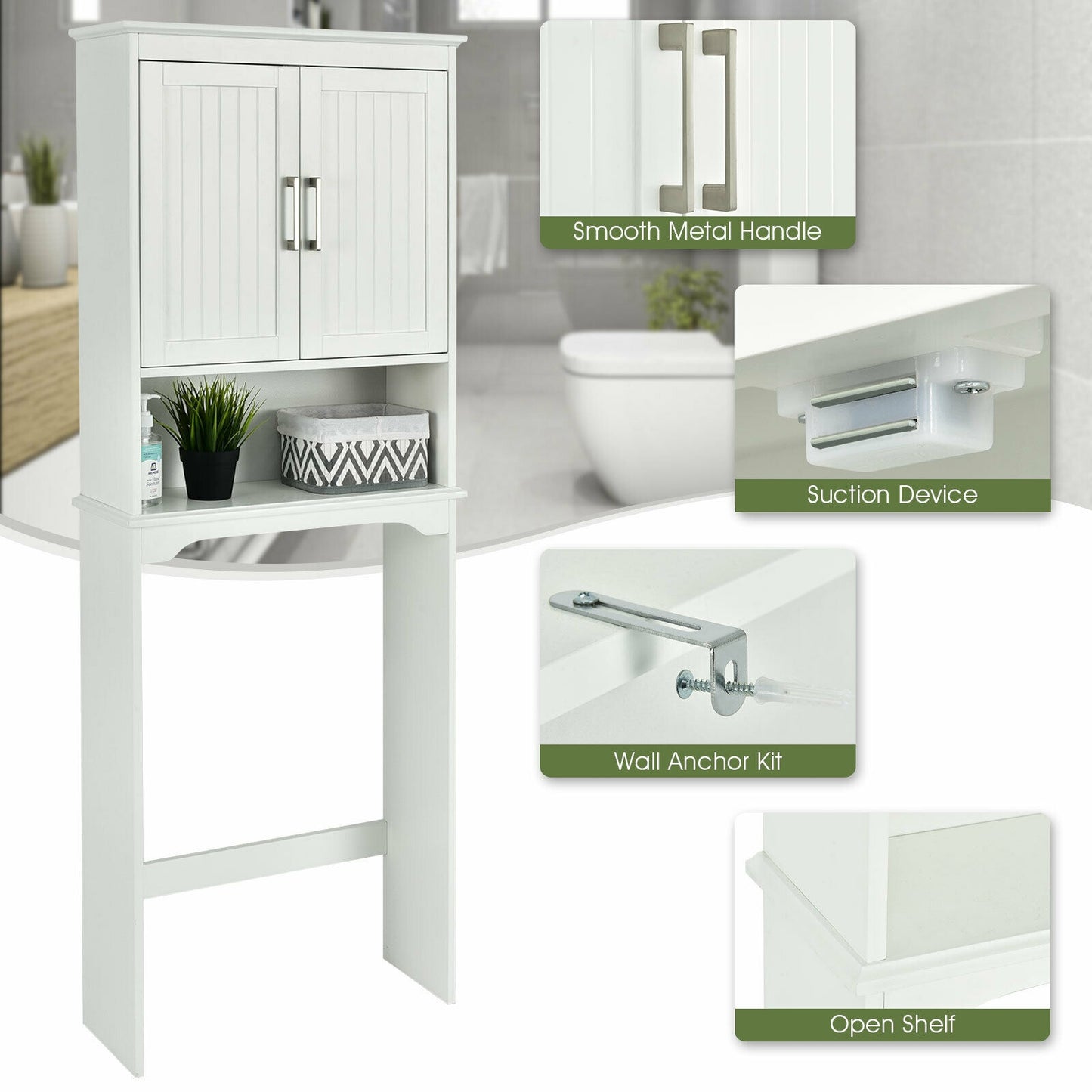 Over Toilet Space Saver, Storage Cabinet, White Bathroom Etagere at Gallery Canada