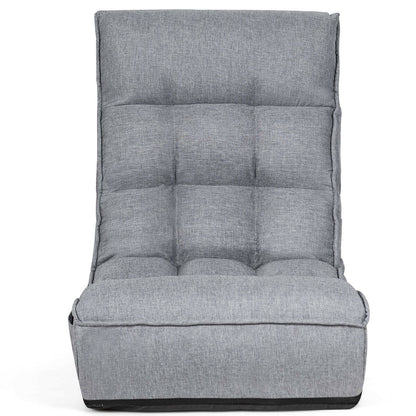4-Position Adjustable Floor Chair Folding Lazy Sofa, Gray Floor Chairs at Gallery Canada
