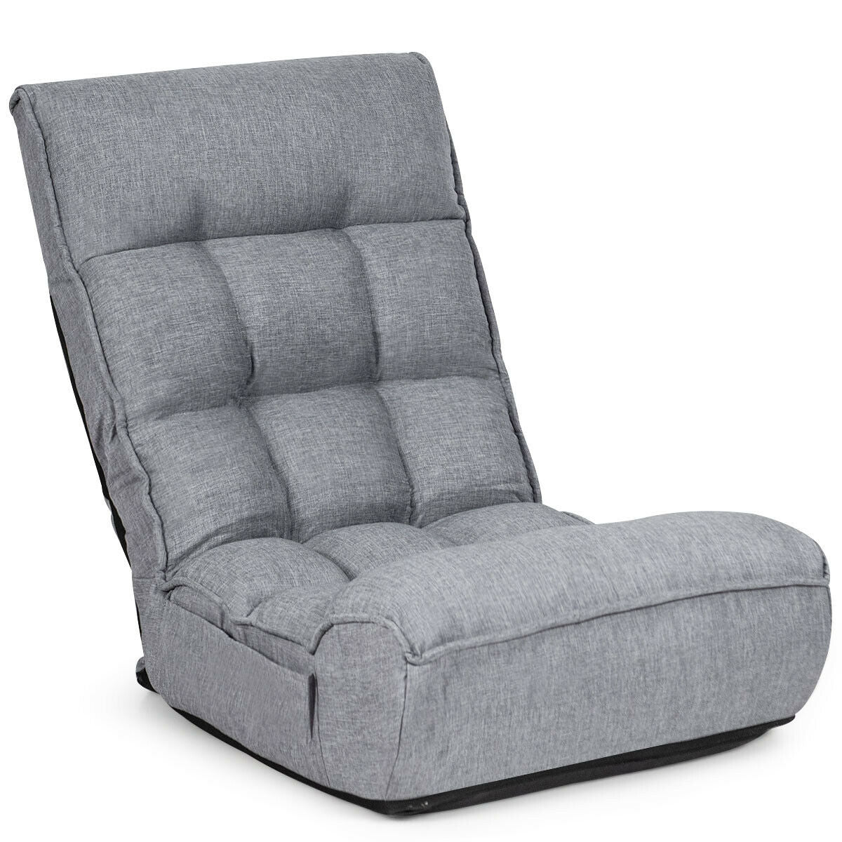 4-Position Adjustable Floor Chair, Folding Lazy Sofa, Gray Floor Chairs Gray at Gallery Canada