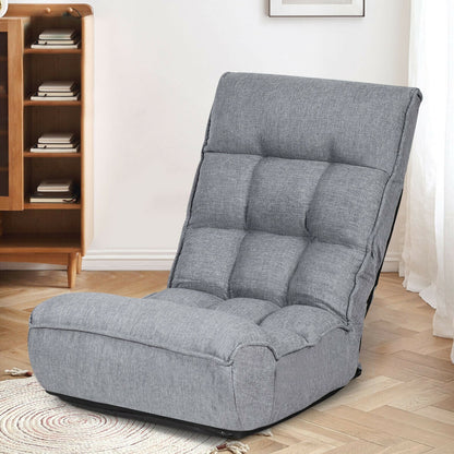 4-Position Adjustable Floor Chair Folding Lazy Sofa, Gray Floor Chairs at Gallery Canada