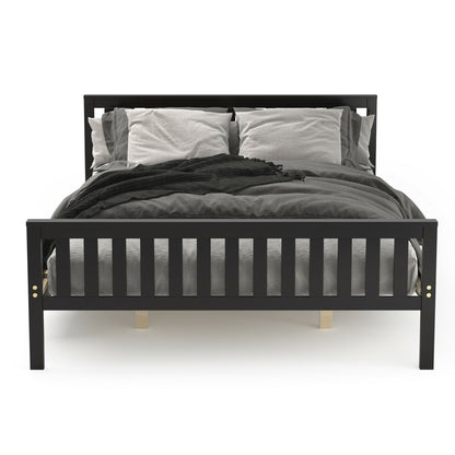 Queen Wood Platform Bed with Headboard, Espresso Simple Bed Frame at Gallery Canada