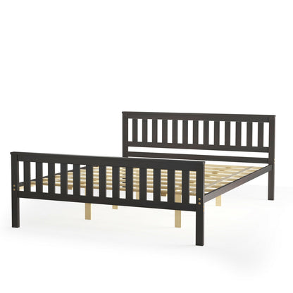 Queen Wood Platform Bed with Headboard, Espresso Simple Bed Frame Queen Size at Gallery Canada