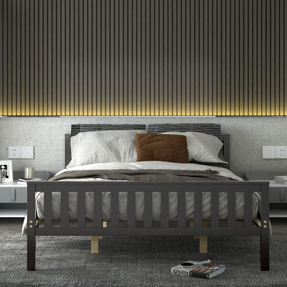 Queen Wood Platform Bed with Headboard, Espresso - Gallery Canada