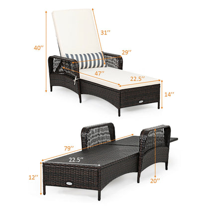 PE Rattan Chaise Lounge Chair Arm Chair Recliner Adjustable with Pillow, Brown Outdoor Chaise Lounges at Gallery Canada