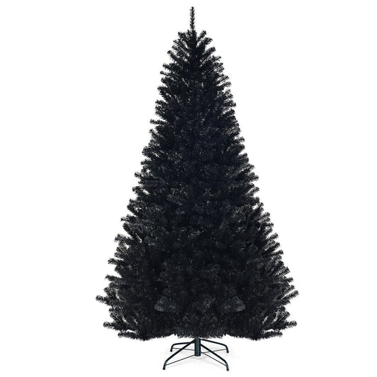 7.5 Feet Hinged Artificial Christmas Tree, Black Christmas Tree Black at Gallery Canada