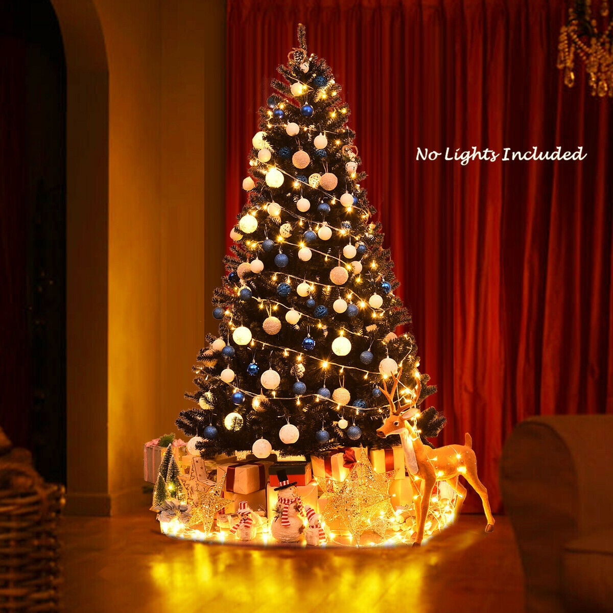 7.5 Feet Hinged Artificial Halloween Christmas Tree, Black Christmas Tree at Gallery Canada