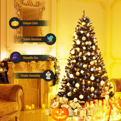 7.5 Feet Hinged Artificial Halloween Christmas Tree, Black Christmas Tree at Gallery Canada