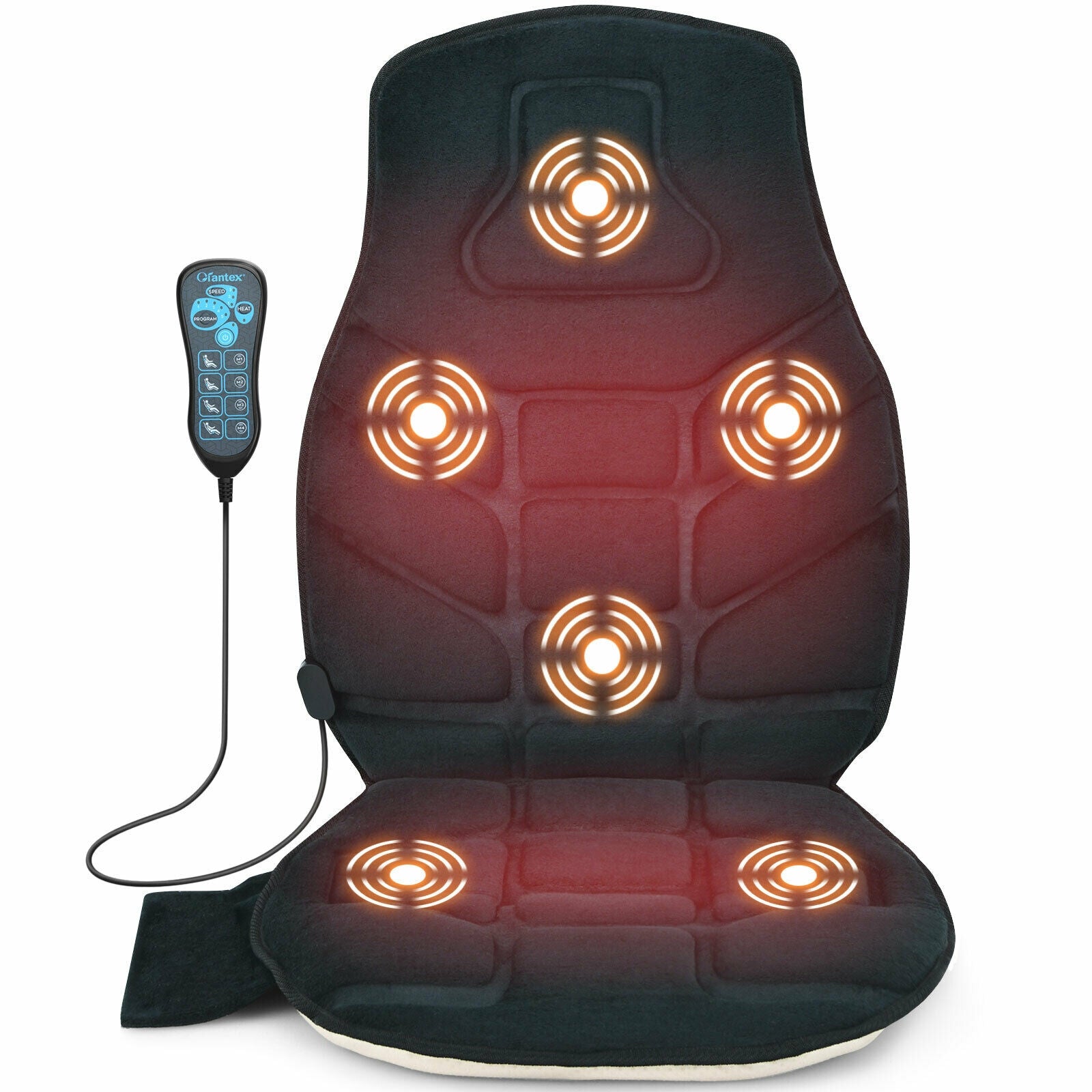 Seat Cushion Massager with Heat and 6 Vibration Motors for Home, Black Back Massager at Gallery Canada