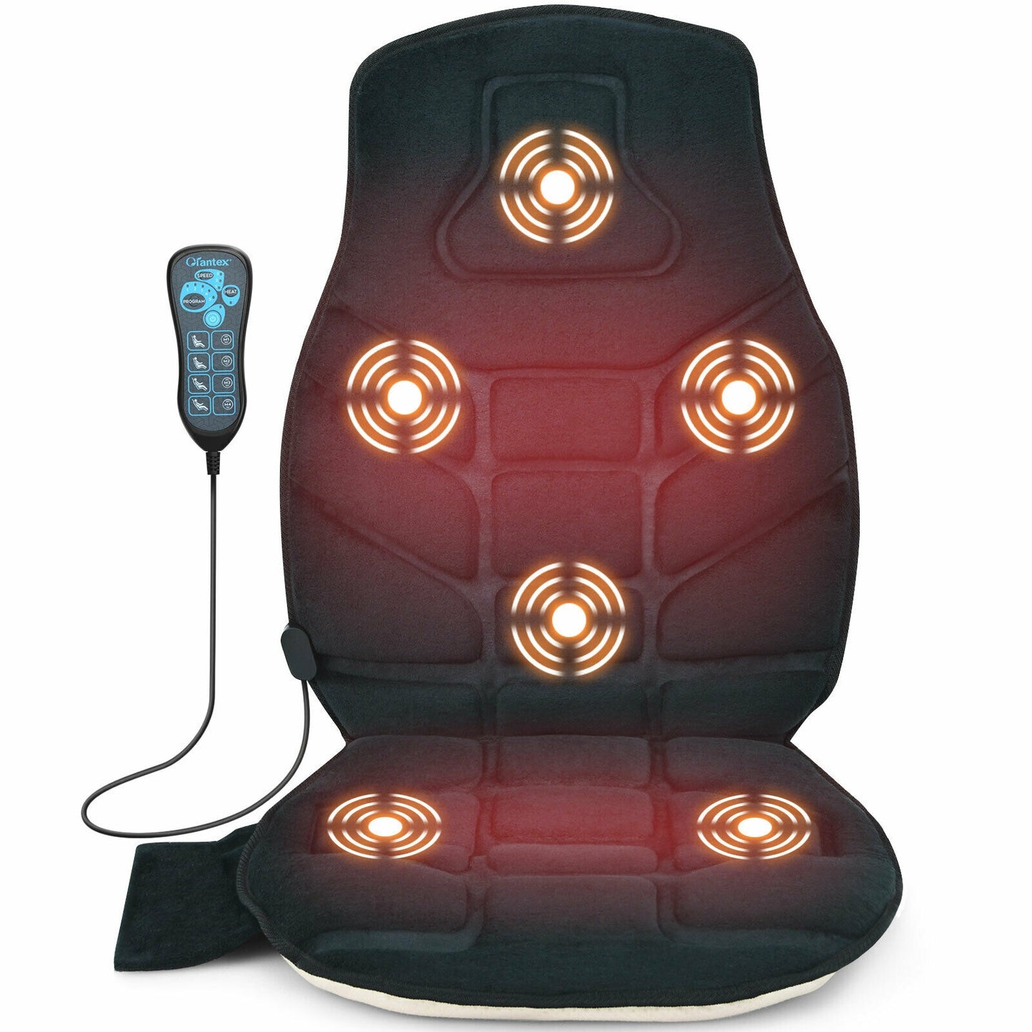 Seat Cushion Massager with Heat and 6 Vibration Motors for Home, Black Back Massager at Gallery Canada