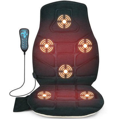 Seat Cushion Massager with Heat and 6 Vibration Motors for Home, Black Back Massager at Gallery Canada
