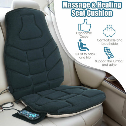 Seat Cushion Massager with Heat and 6 Vibration Motors for Home, Black Back Massager at Gallery Canada
