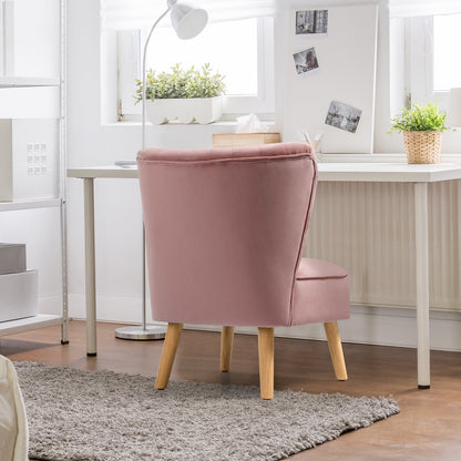 Modern Armless Velvet Accent Chair with Wood Legs, Pink - Gallery Canada