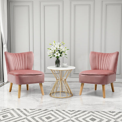 Modern Armless Velvet Accent Chair with Wood Legs, Pink at Gallery Canada