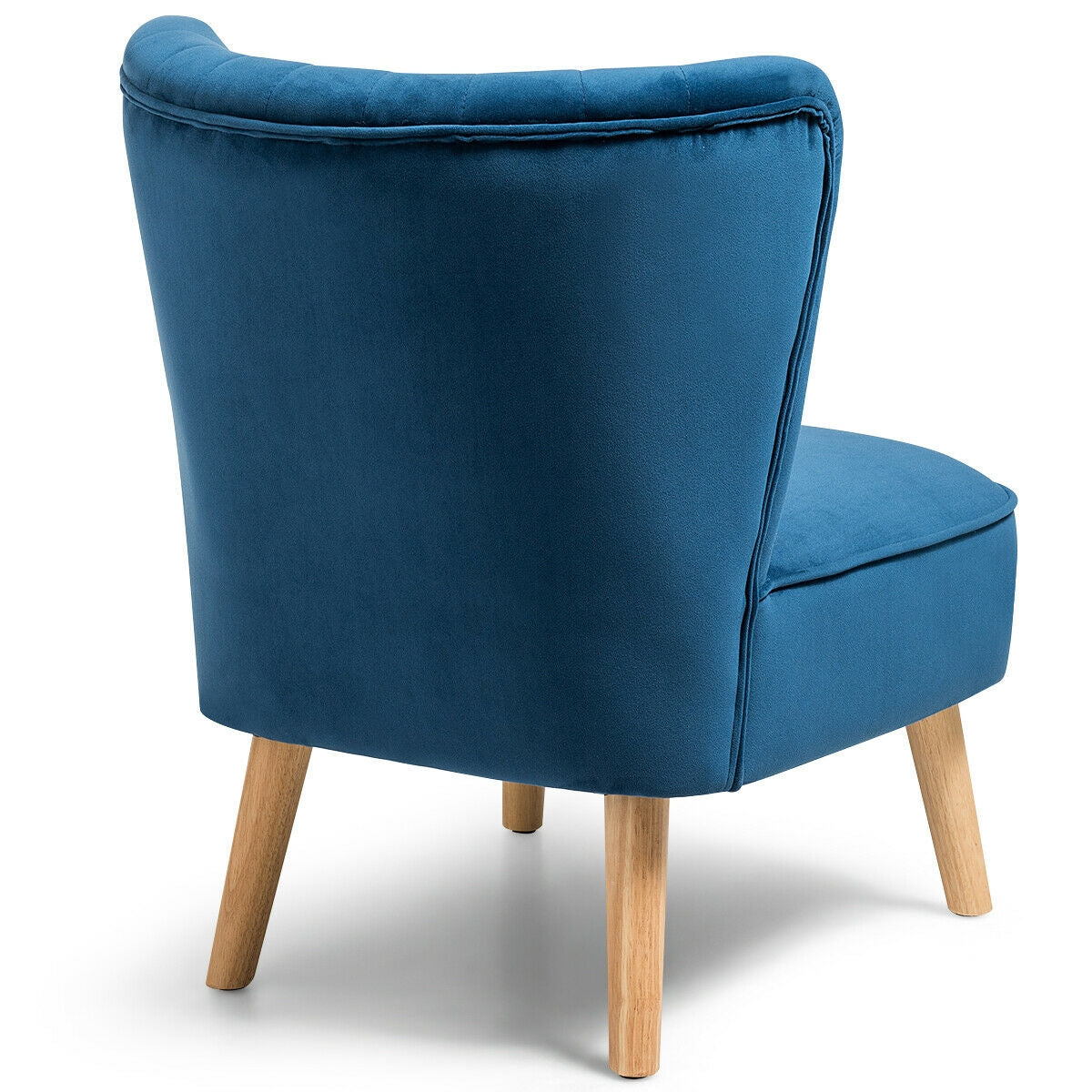 Modern Armless Velvet Accent Chair with Wood Legs, Blue Accent Chairs at Gallery Canada