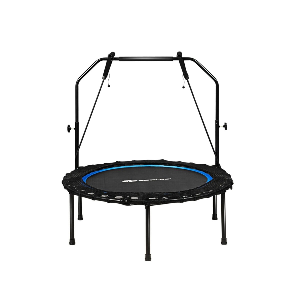 40 Inch Foldable Fitness Rebounder with Resistance Bands Adjustable Home, Blue Trampolines Blue at Gallery Canada