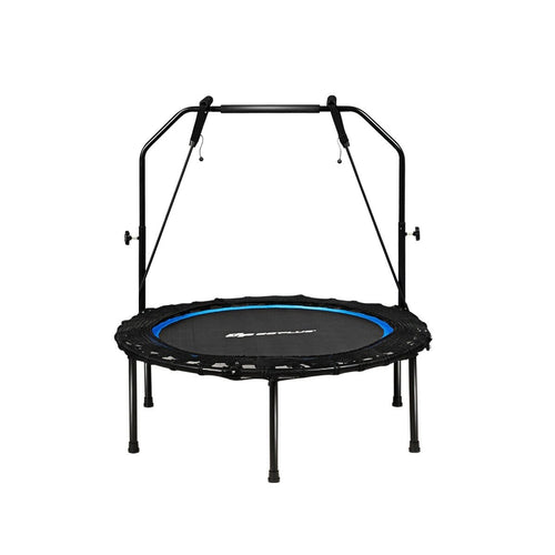 40 Inch Foldable Fitness Rebounder with Resistance Bands Adjustable Home, Blue