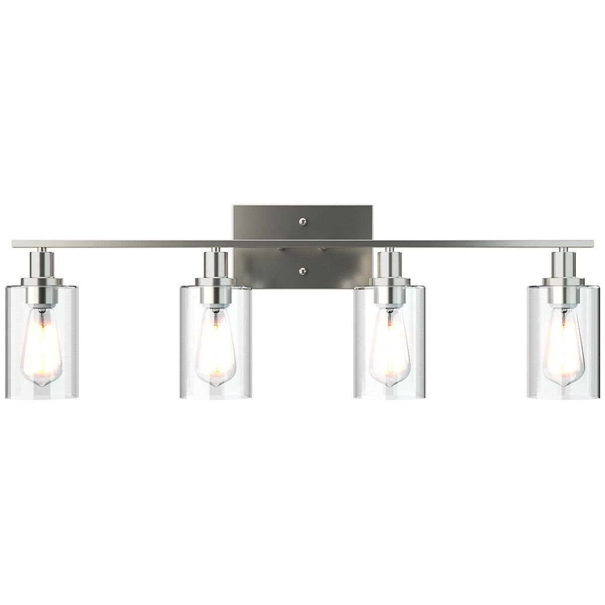 4-Light Wall Sconce with Clear Glass Shade-Sliver, Silver at Gallery Canada