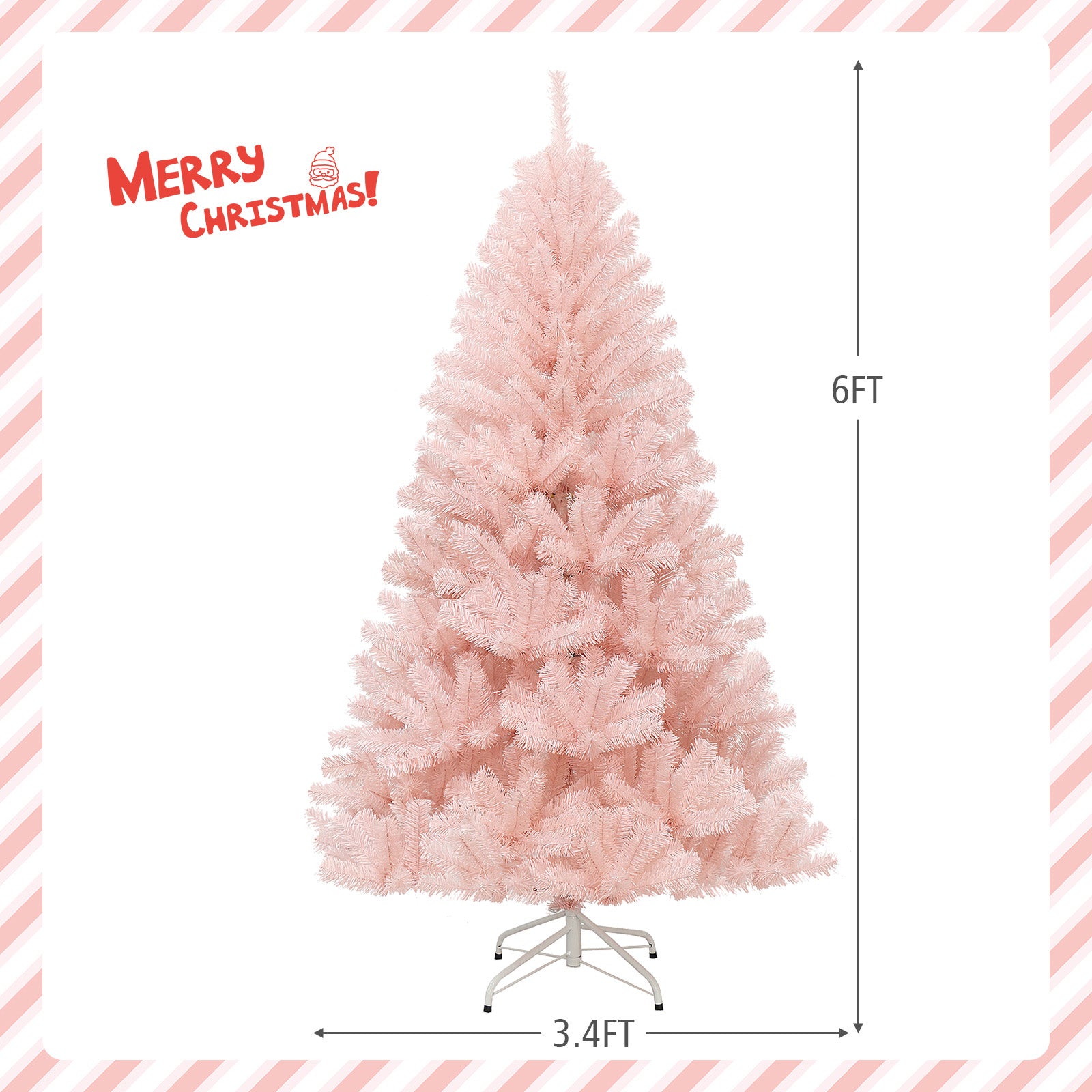 6 Feet Artificial Christmas Tree, Hinged Full Fir, Pink Christmas Tree at Gallery Canada