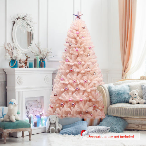 6 Feet Artificial Christmas Tree, Hinged Full Fir, Pink