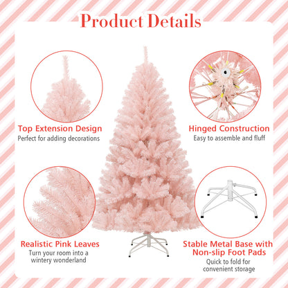 6 Feet Artificial Christmas Tree, Hinged Full Fir, Pink Christmas Tree at Gallery Canada