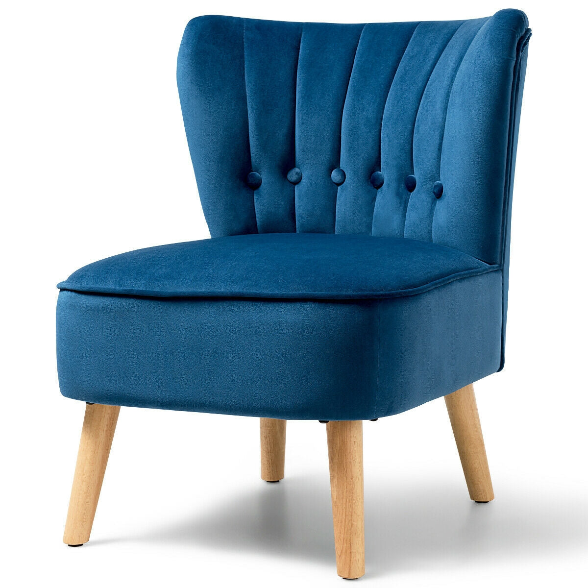 Armless Accent Chair Tufted Velvet Leisure Chair, Blue Accent Chairs at Gallery Canada