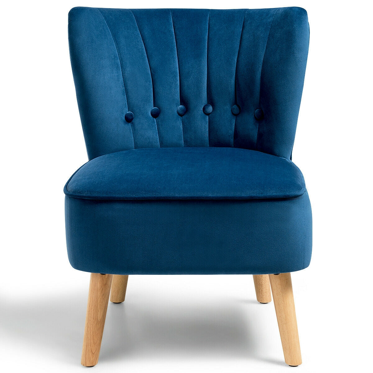 Armless Accent Chair Tufted Velvet Leisure Chair, Blue Accent Chairs at Gallery Canada