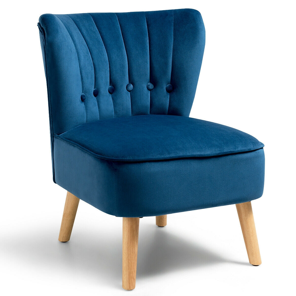 Armless Accent Chair Tufted Velvet Leisure Chair, Blue Accent Chairs at Gallery Canada