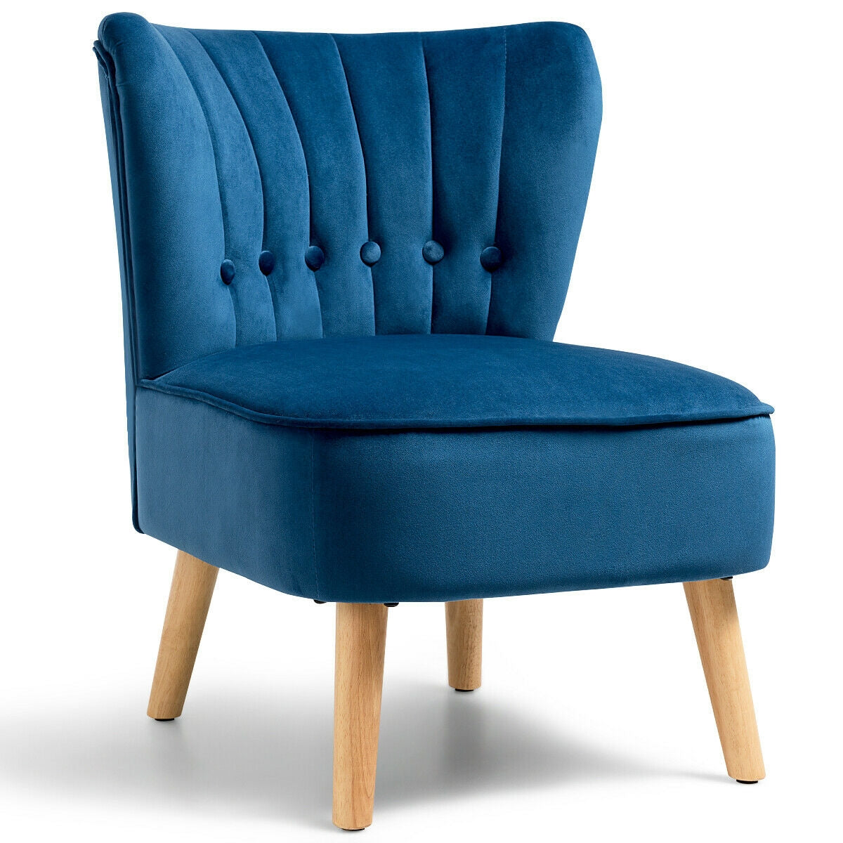 Armless Accent Chair Tufted Velvet Leisure Chair, Blue Accent Chairs Blue at Gallery Canada