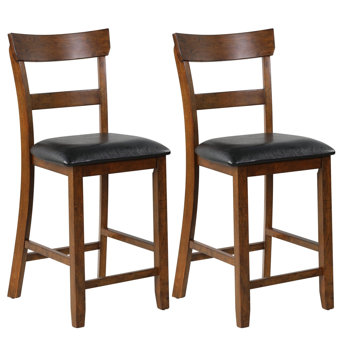 2-Piece Counter Height Chair Set, Leather Seat, Rubber Wood Legs, Brown Bar Stools at Gallery Canada