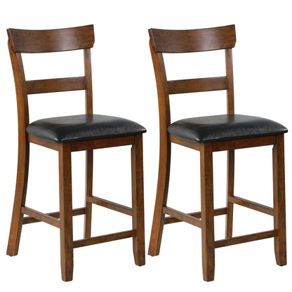 2-Piece Counter Height Chair Set, Leather Seat, Rubber Wood Legs, Brown Bar Stools at Gallery Canada