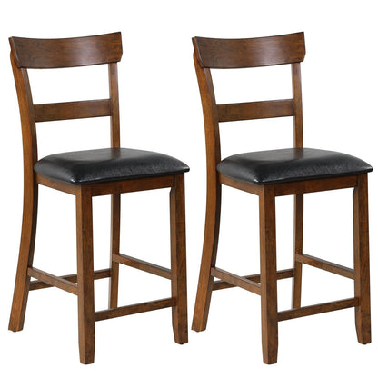 2-Piece Counter Height Chair Set, Leather Seat, Rubber Wood Legs, Brown Bar Stools Brown at Gallery Canada