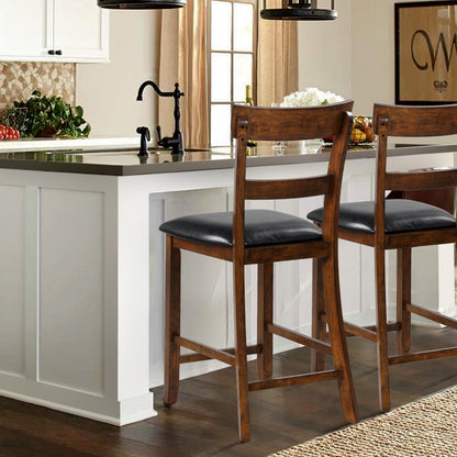 2-Piece Counter Height Chair Set, Leather Seat, Rubber Wood Legs, Brown Bar Stools at Gallery Canada
