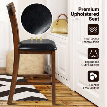 2-Piece Counter Height Chair Set, Leather Seat, Rubber Wood Legs, Brown Bar Stools at Gallery Canada