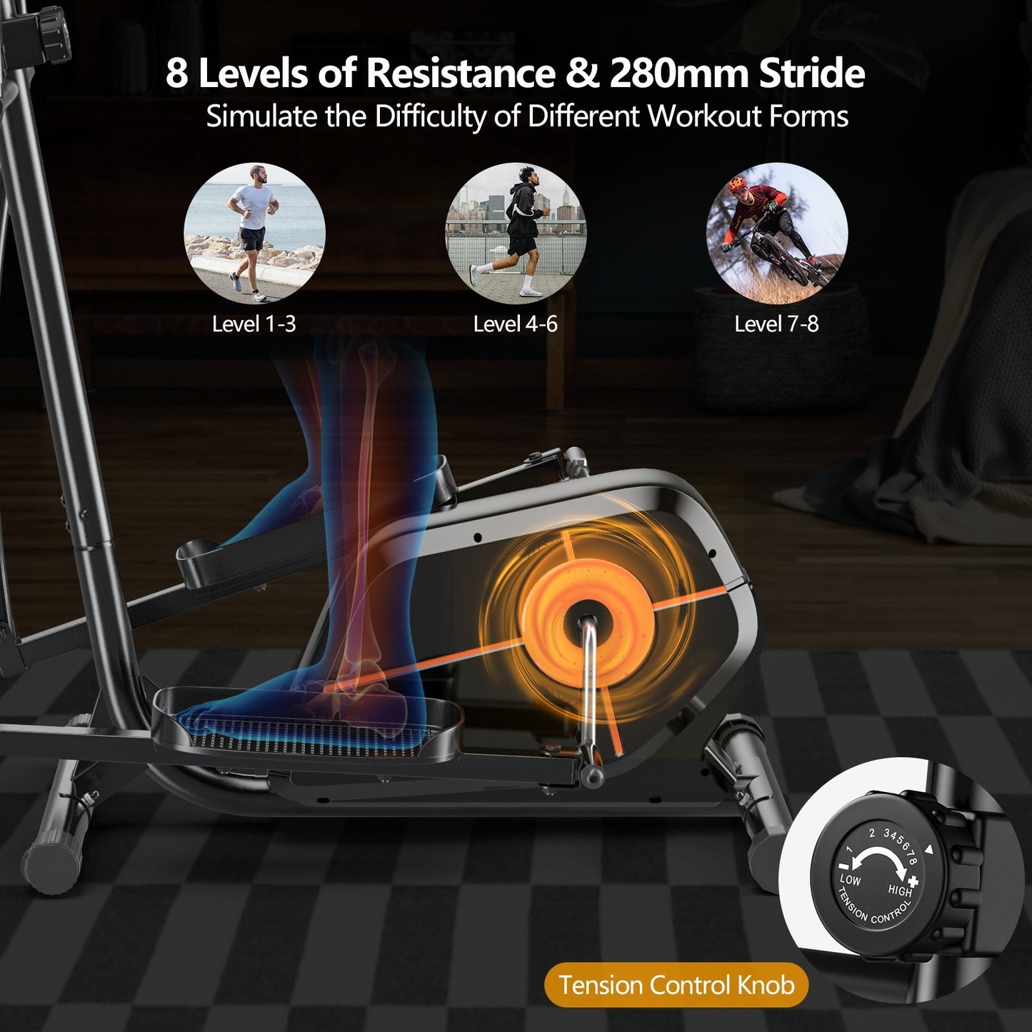 Elliptical Exercise Machine Magnetic Cross Trainer with LCD Monitor, Black at Gallery Canada
