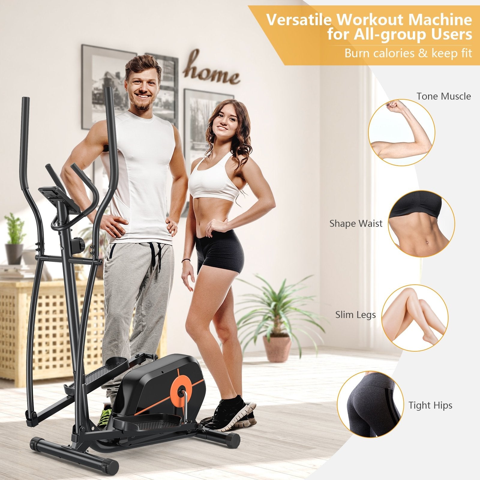 Elliptical Exercise Machine Magnetic Cross Trainer with LCD Monitor, Black at Gallery Canada