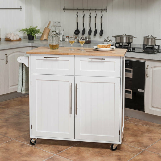 Heavy Duty Rolling Kitchen Cart with Tower Holder and Drawer, White - Gallery Canada