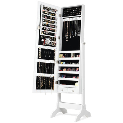 Lockable Mirrored Jewelry Cabinet Armoire Storage Organizer Box, White Jewelry Armoires at Gallery Canada