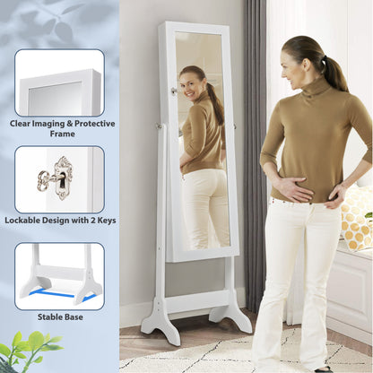 Lockable Mirrored Jewelry Cabinet Armoire Storage Organizer Box, White Jewelry Armoires at Gallery Canada