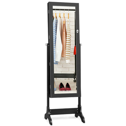 Lockable Mirrored Jewelry Cabinet Armoire Storage Organizer Box, Black Jewelry Armoires Black at Gallery Canada