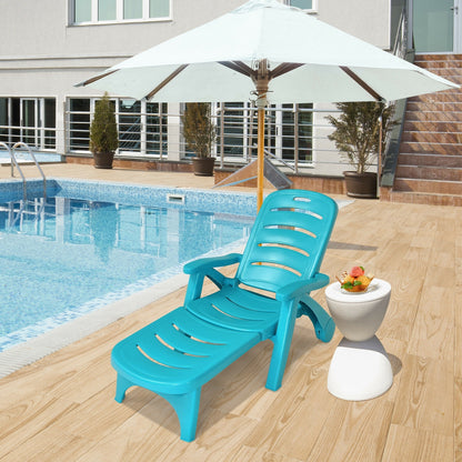 5 Position Adjustable Folding Lounger Chaise Chair, Turquoise Outdoor Chaise Lounges at Gallery Canada