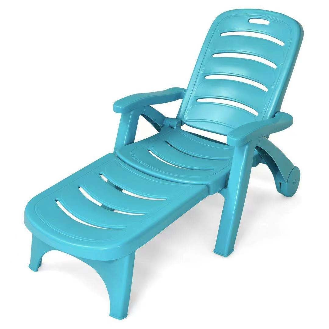 5 Position Adjustable Folding Lounger Chaise Chair, Turquoise Outdoor Chaise Lounges Turquoise at Gallery Canada