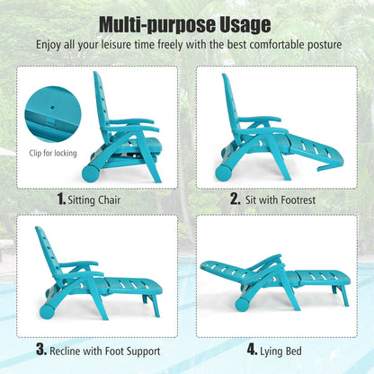5 Position Adjustable Folding Lounger Chaise Chair, Turquoise Outdoor Chaise Lounges at Gallery Canada
