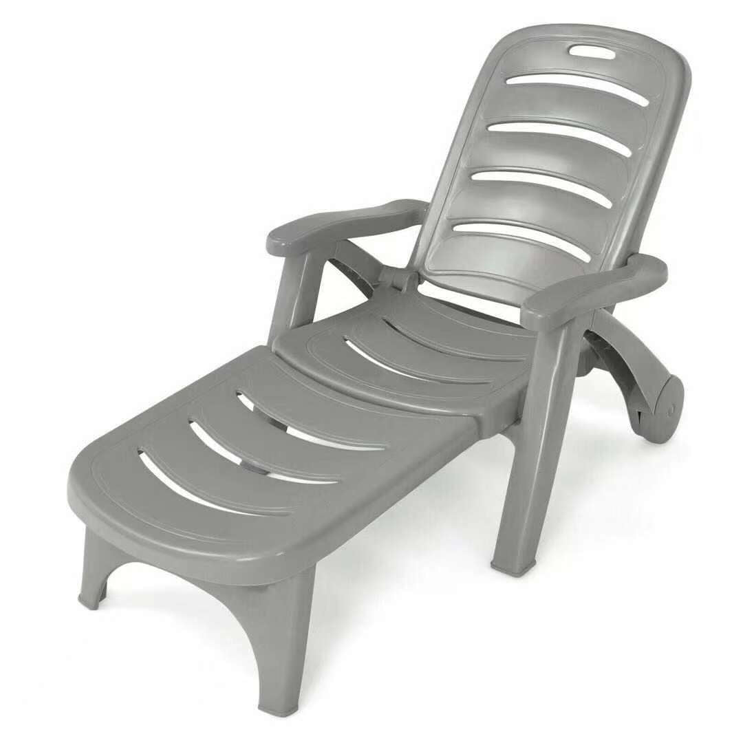 5 Position Adjustable Folding Lounger Chaise Chair, Gray Outdoor Chaise Lounges at Gallery Canada