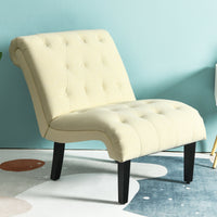 Thumbnail for Cotton Linen Fabric Armless Accent Chair with Adjustable Foot Pads - Gallery View 2 of 12