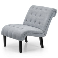 Thumbnail for Cotton Linen Fabric Armless Accent Chair with Adjustable Foot Pads - Gallery View 8 of 12